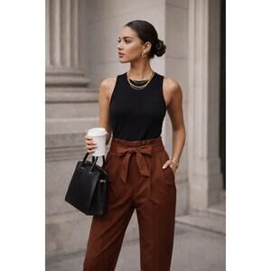 Athleta Skyline Pant II in Cognac, 2P, Paperbag Belted Workwear Career
